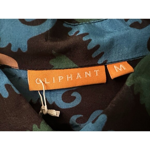 NEW Oliphant Womens Size Medium Button Down Blue & Teal Uzbek Printed Blouse - Picture 6 of 9